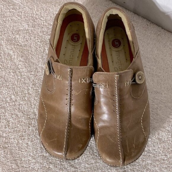 Clarks Unstructured Brown Leather Slip on Shoes 6.5 - Picture 3 of 10